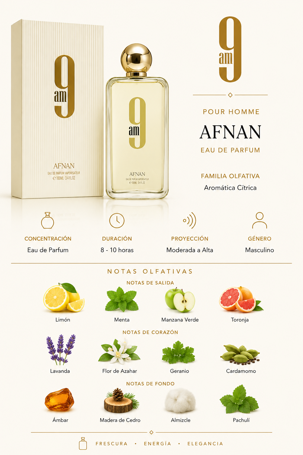Afnan 9AM Gold Unisex EDP 100ml