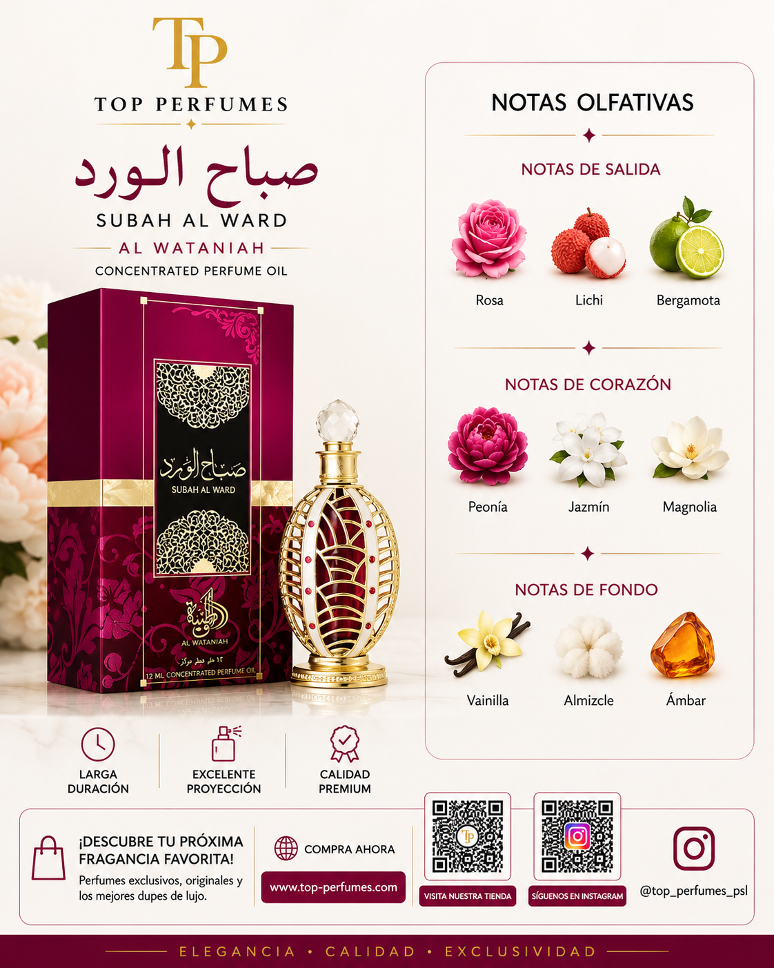 Al Wataniah Pure Concentrated Oil Sabah Al Ward 12ML