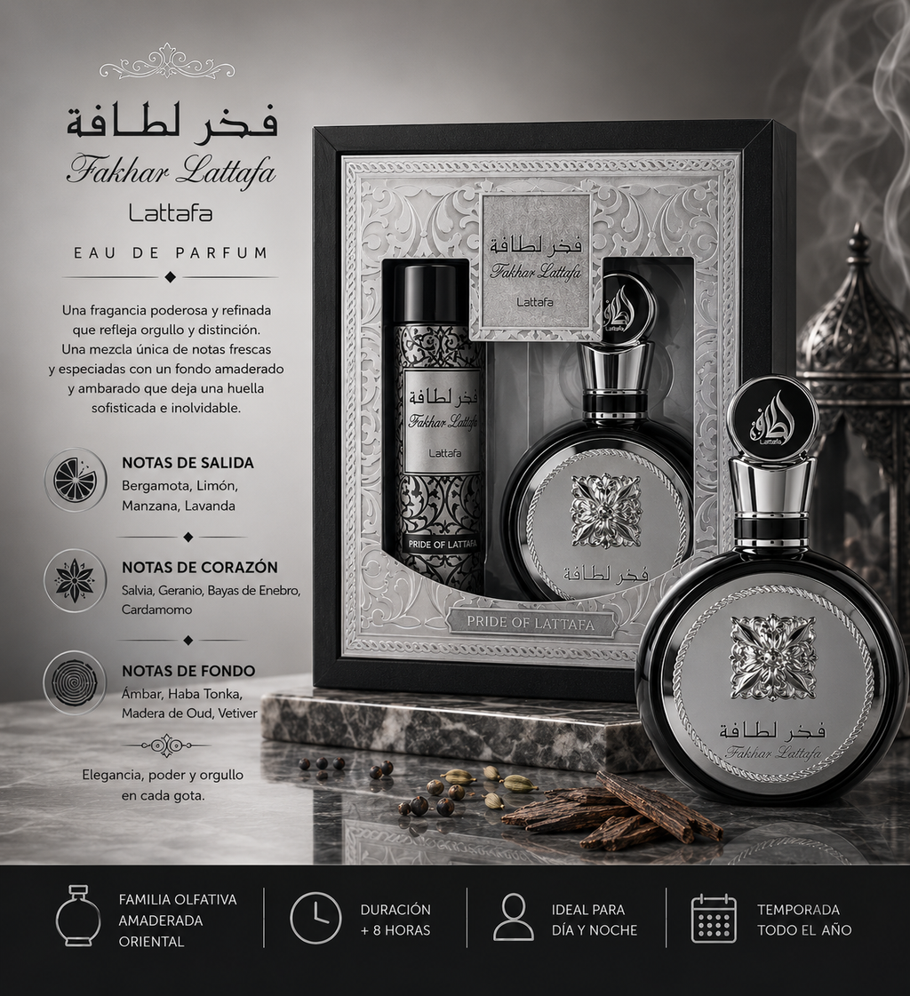 Lattafa Fakhar Black Men EDP 100ml + Spray 200ml Gift Set 2pc