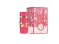 Lattafa Yara Candy Women EDP 100ml — frasco fucsia con lazo dorado y caja fucsia floral