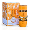 Lattafa Yara Tous Women EDP 100ml — frasco naranja con lazo dorado y caja naranja floral