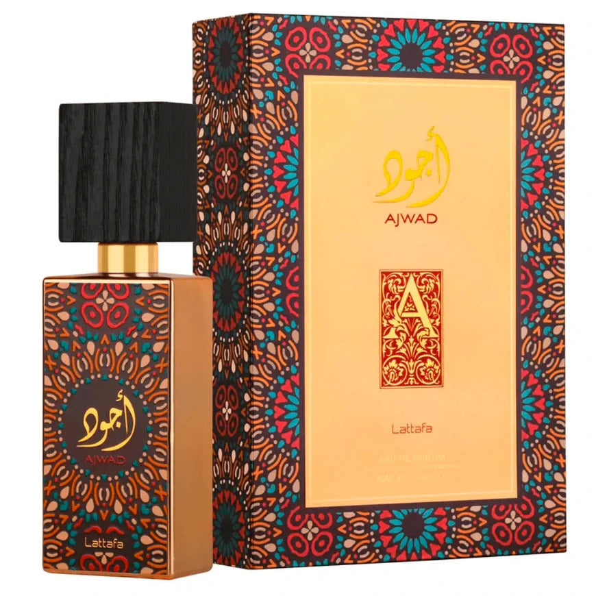 Lattafa Ajwad Unisex EDP 100ml - Frasco y caja