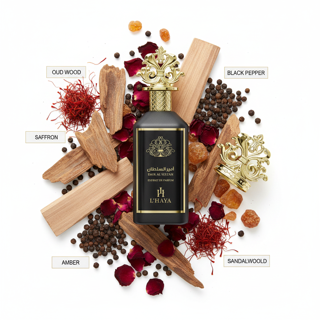 Emir Al Sultan L'Haya fondo blanco ingredientes