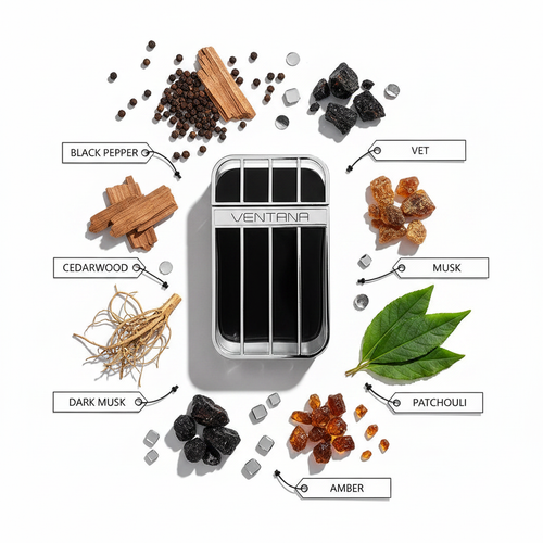 Armaf Ventana Pour Homme fondo blanco ingredientes