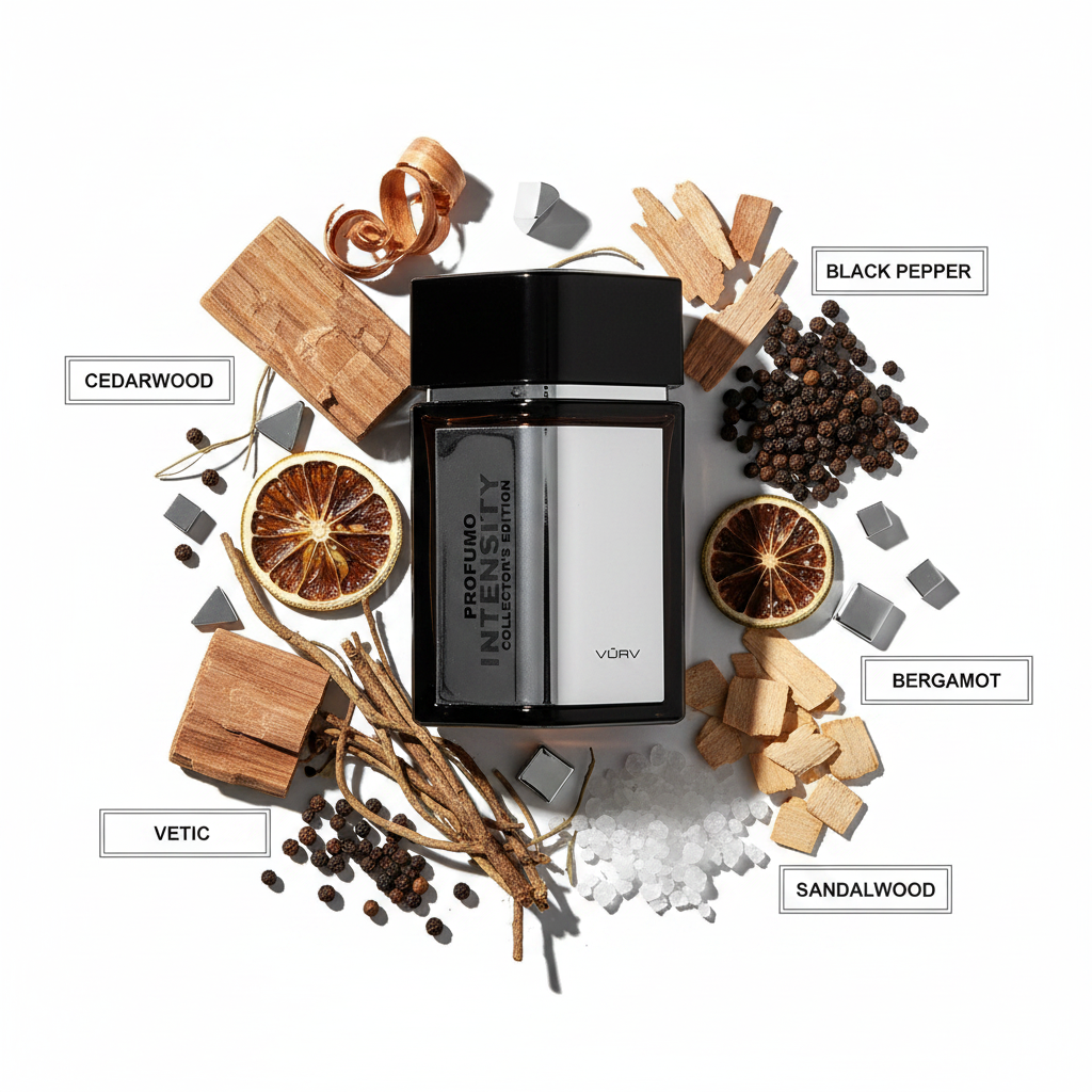 Vurv Profumo Intensity fondo blanco ingredientes