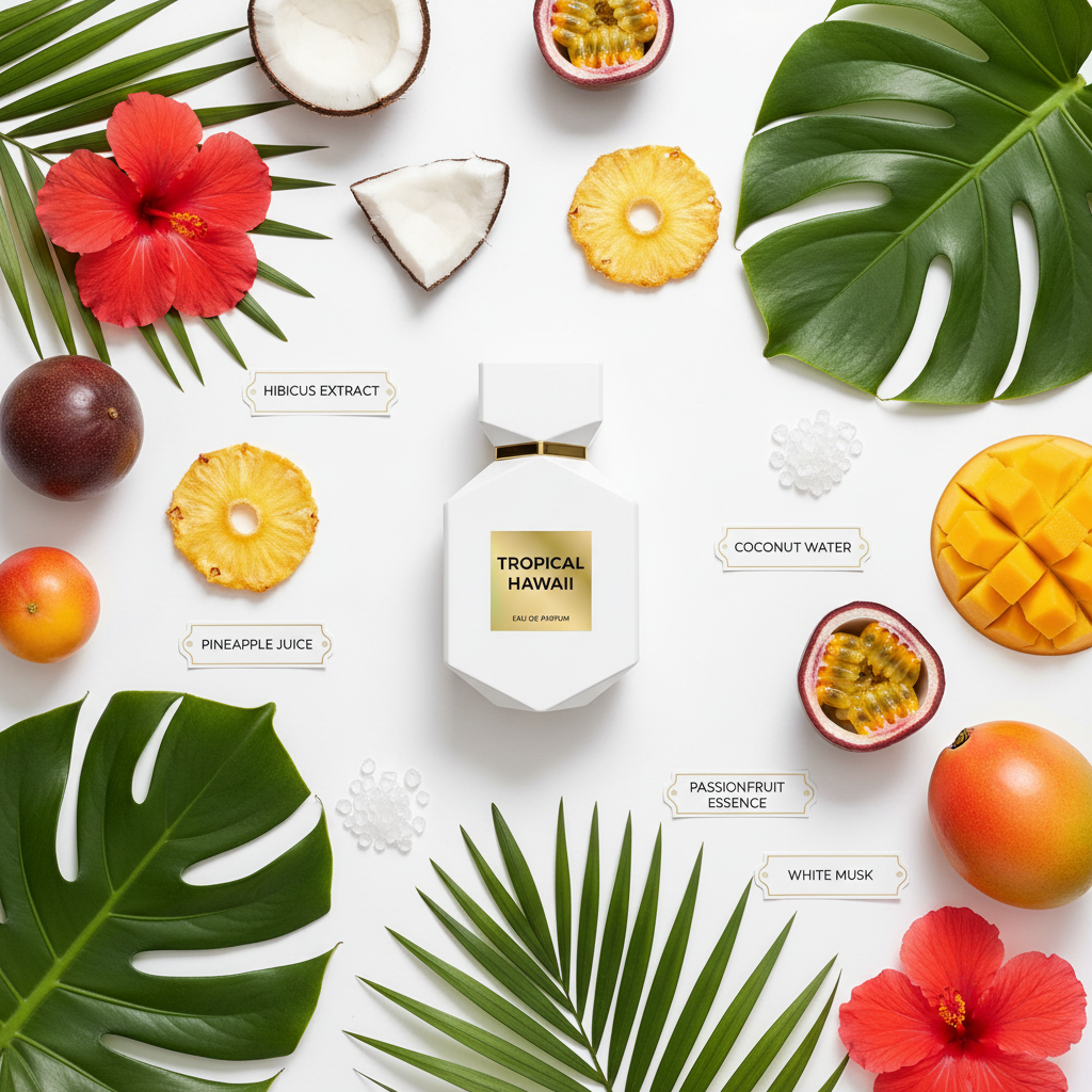Camara Tropical Hawaii fondo blanco ingredientes